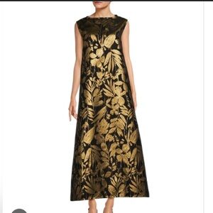 Bryn Walker Twiggy Duchesse Metallic Floral A-Line Gown